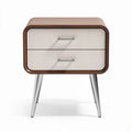 Wooden nightstand with two drawers and metal legs 50 x 40 x 60cm