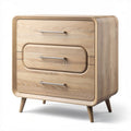 Wooden nightstand with three drawers and minimalist design 60 x 45 x 40cm