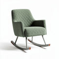 Rocking chair with quilted fabric upholstery and metal frame in green 75 x 70 x 90cm