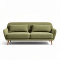 Green fabric tufted loveseat sofa with wooden legs 180 x 80 x 75cm
