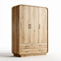 Wooden wardrobe with three doors and two drawers in natural finish 150 x 100 x 200cm