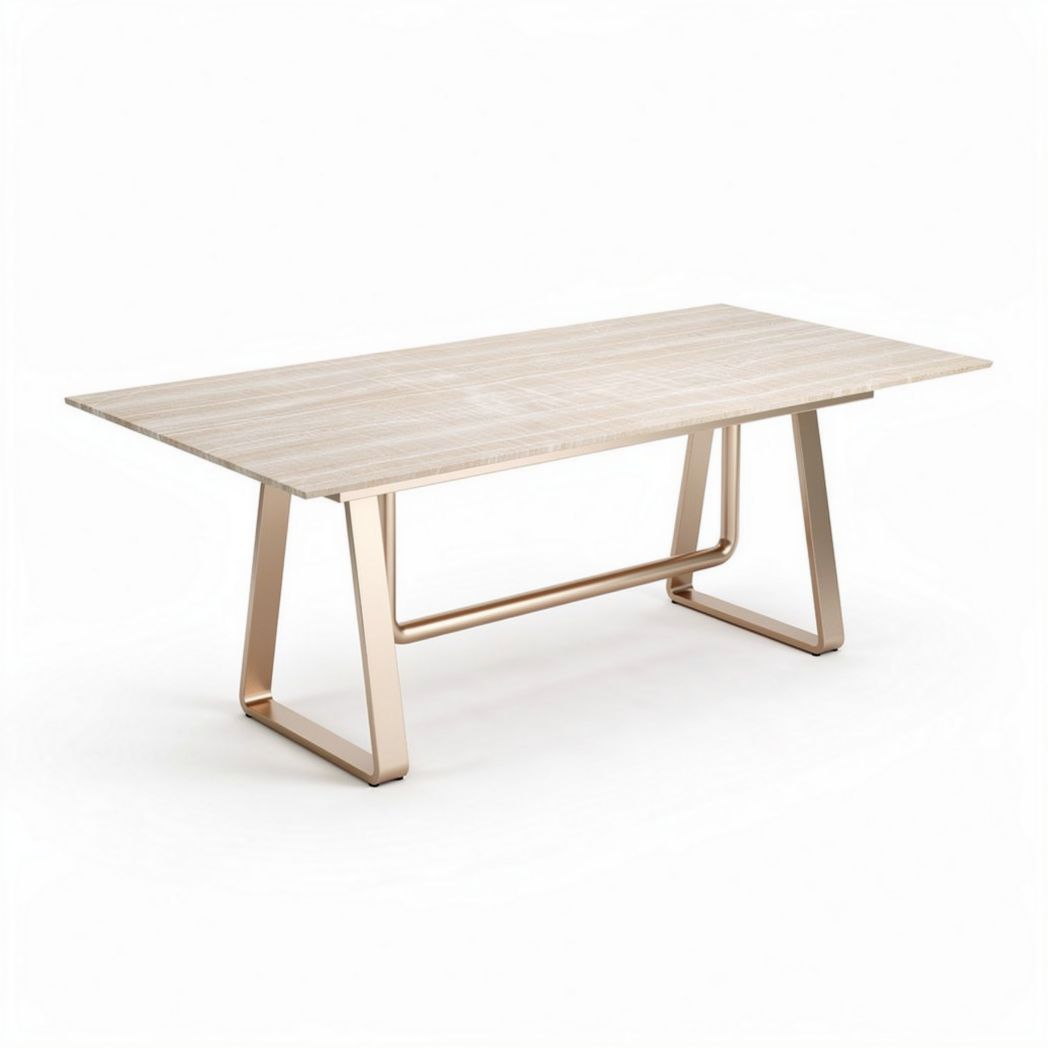 Rectangular dining table with wooden top and metal legs 200 x 100 x 75cm