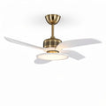 Brass ceiling fan with light fixture and three white blades 52 x 52 x 30cm