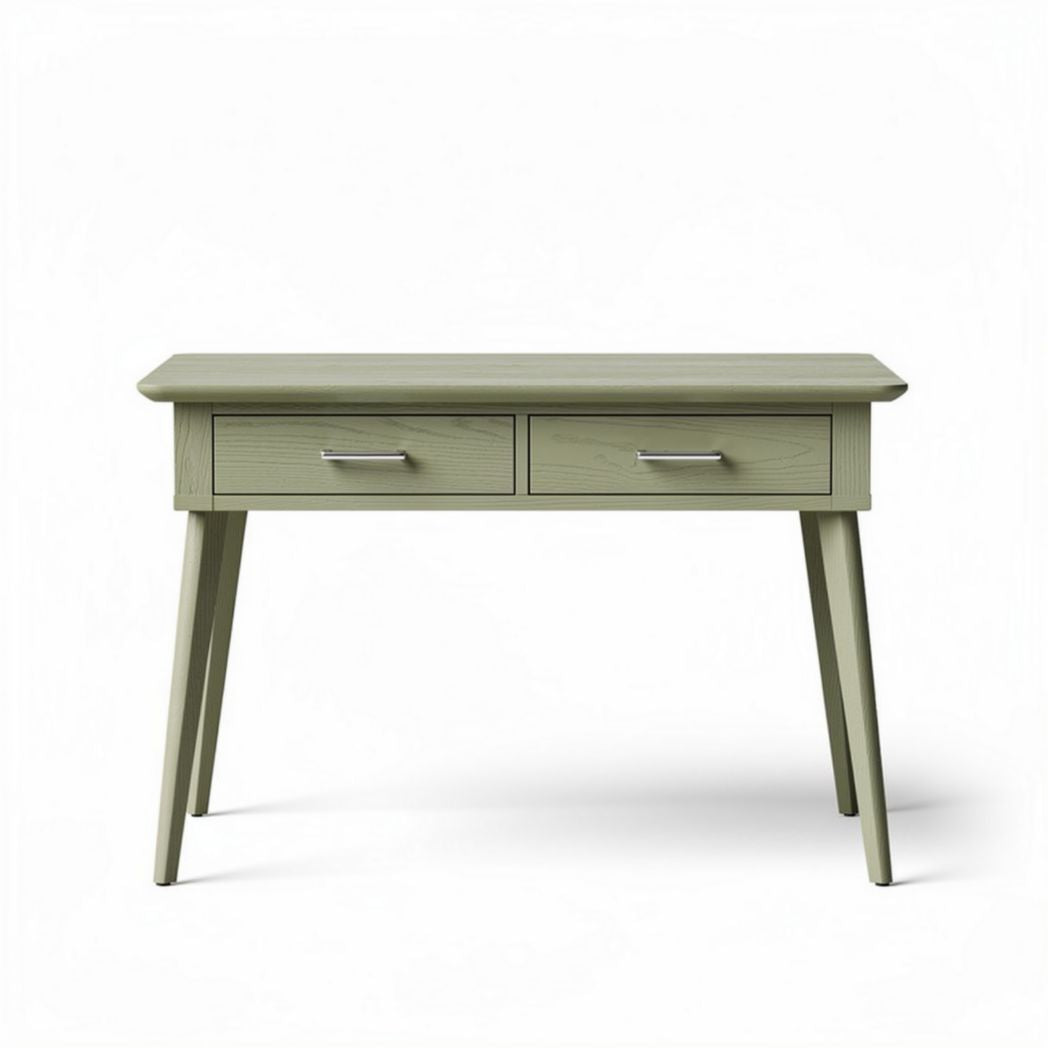 Green wooden desk with two drawers and dimensions 120 x 60 x 75cm