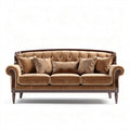 Elegant velvet tufted sofa in brown color with wooden frame 200 x 90 x 85cm