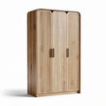 Three-door wood wardrobe with ribbed design and sturdy handles 180 x 100 x 50cm